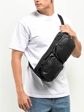 Volcom Black Men's Sling Belt Bag with Dual Front Pockets